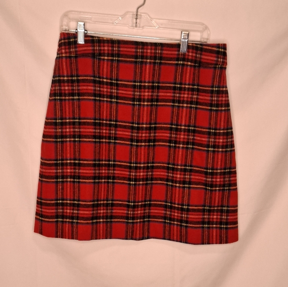 J. Crew Wool-blend A-line red tartan skirt Size 10 - Picture 1 of 8
